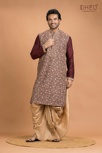 Exclusive Katan Silk Kurta & Dhoti(Optional) Set