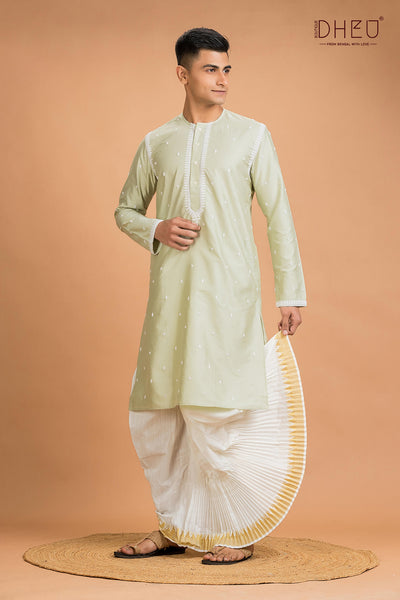 Exclusive Katan Silk Kurta & Dhoti(Optional) Set