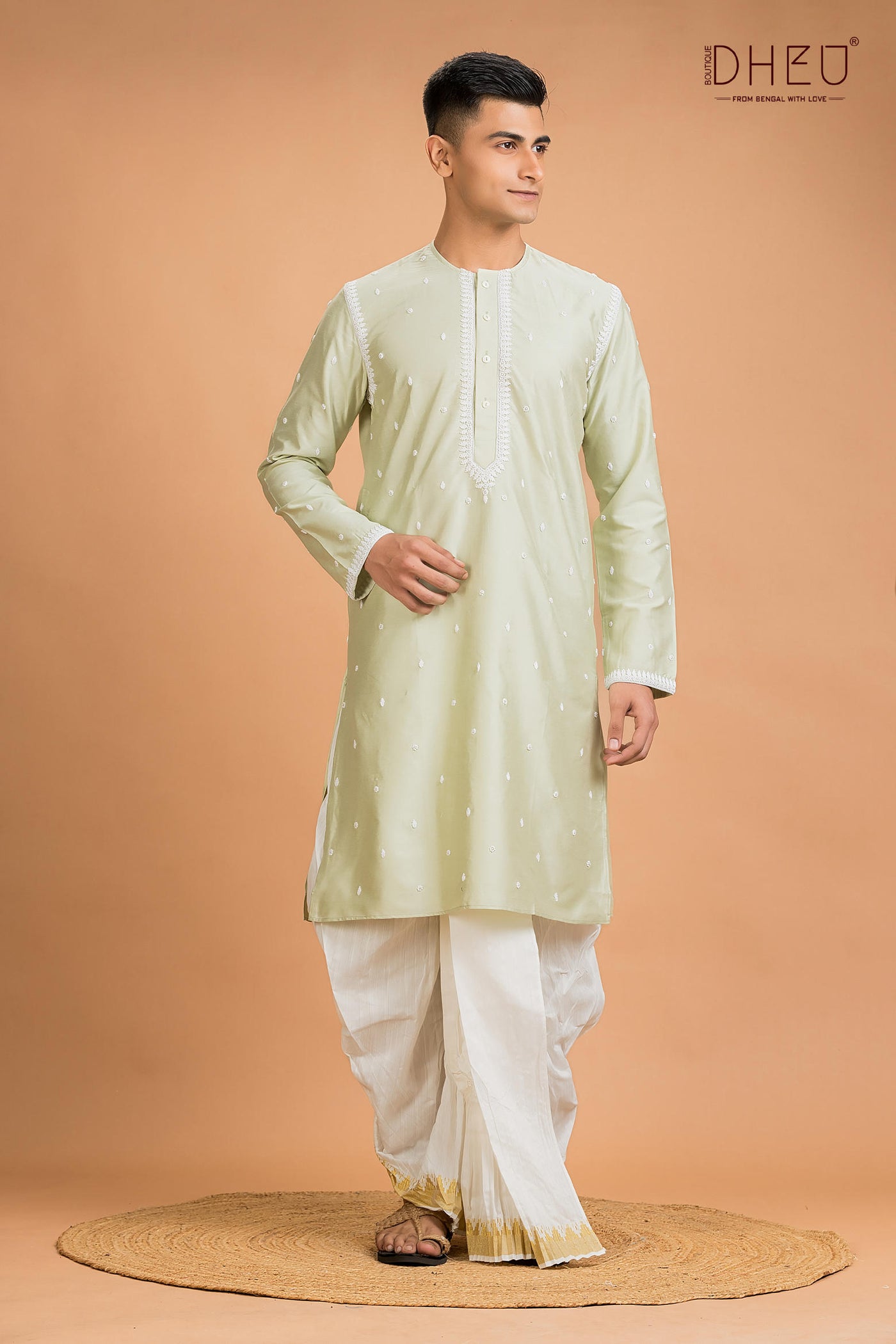 Exclusive Katan Silk Kurta & Dhoti(Optional) Set