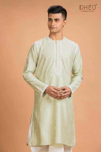 Exclusive Katan Silk Kurta & Dhoti(Optional) Set