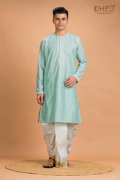 Exclusive Katan Silk Kurta & Dhoti(Optional) Set