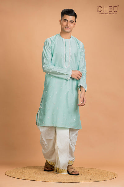 Exclusive Katan Silk Kurta & Dhoti(Optional) Set