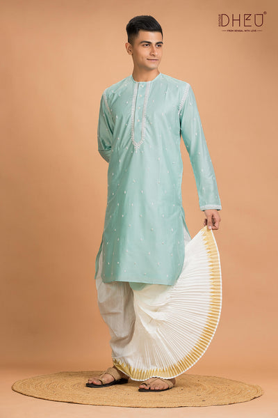 Exclusive Katan Silk Kurta & Dhoti(Optional) Set