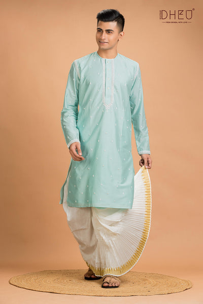 Exclusive Katan Silk Kurta & Dhoti(Optional) Set