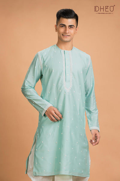 Exclusive Katan Silk Kurta & Dhoti(Optional) Set