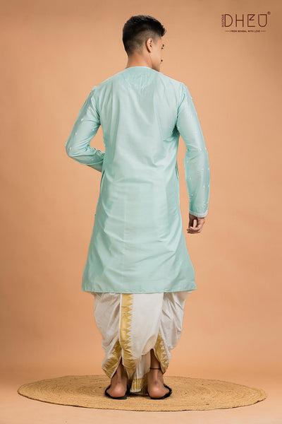 Exclusive Katan Silk Kurta & Dhoti(Optional) Set
