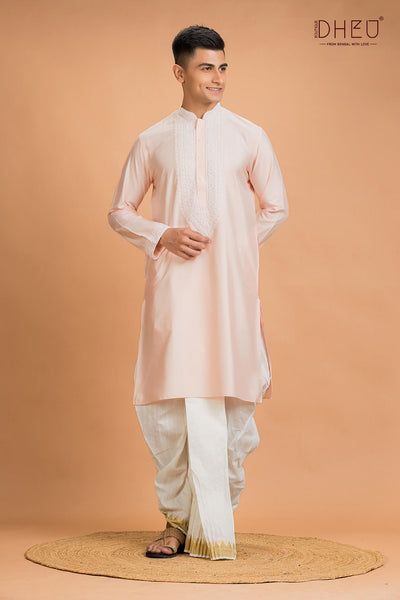 Exclusive Katan Silk Kurta & Dhoti(Optional) Set