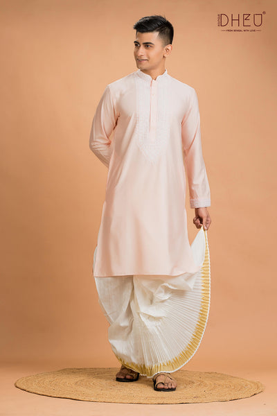 Exclusive Katan Silk Kurta & Dhoti(Optional) Set