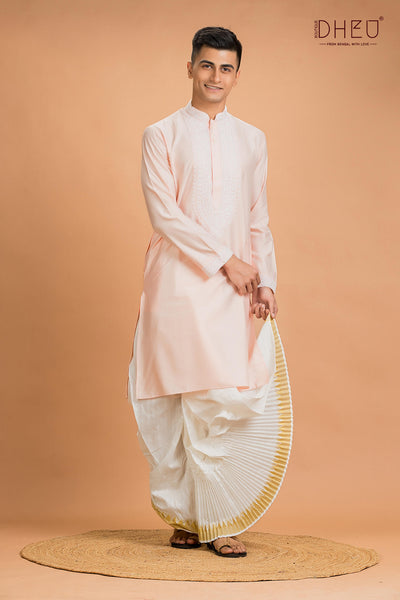 Exclusive Katan Silk Kurta & Dhoti(Optional) Set