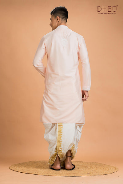 Exclusive Katan Silk Kurta & Dhoti(Optional) Set
