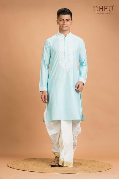 Exclusive Katan Silk Kurta & Dhoti(Optional) Set
