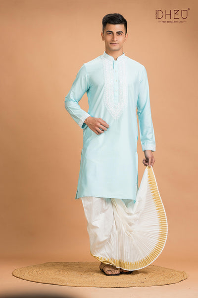 Exclusive Katan Silk Kurta & Dhoti(Optional) Set