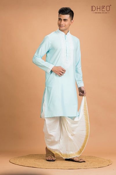 Exclusive Katan Silk Kurta & Dhoti(Optional) Set