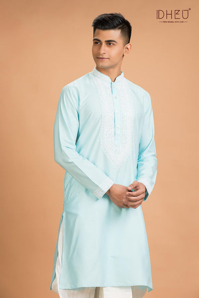 Exclusive Katan Silk Kurta & Dhoti(Optional) Set