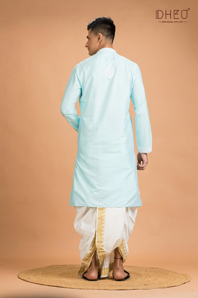 Exclusive Katan Silk Kurta & Dhoti(Optional) Set
