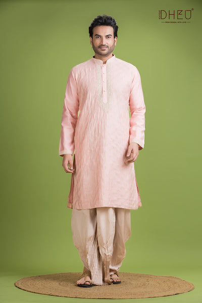 Exclusive Katan Silk Kurta & Dhoti(Optional) Set