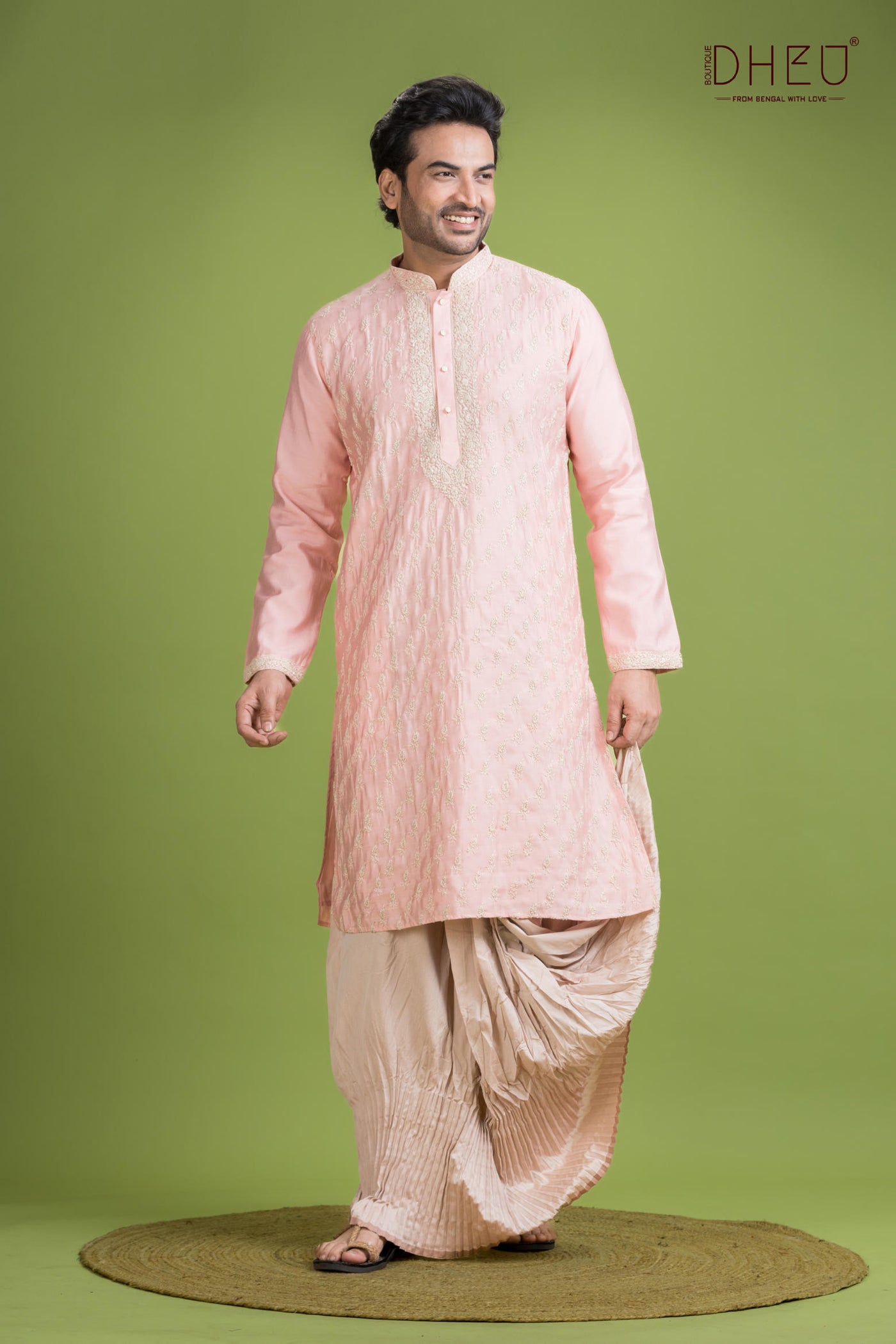 Exclusive Katan Silk Kurta & Dhoti(Optional) Set