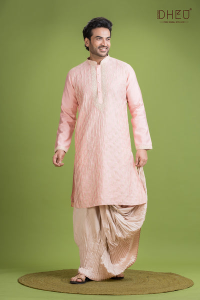 Exclusive Katan Silk Kurta & Dhoti(Optional) Set