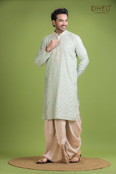 Exclusive Katan Silk Kurta & Dhoti(Optional) Set