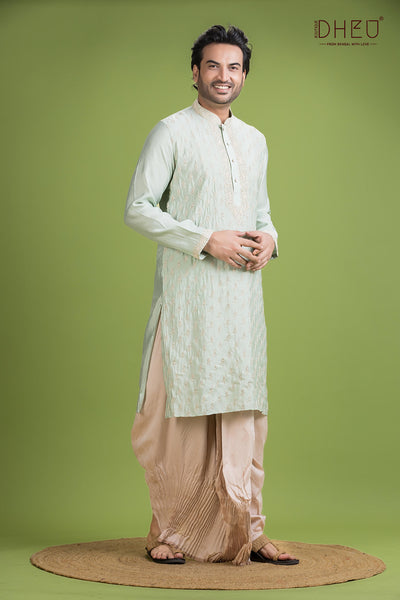 Exclusive Katan Silk Kurta & Dhoti(Optional) Set