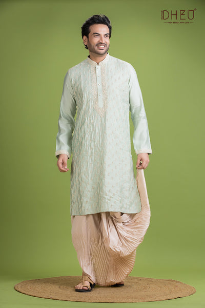 Exclusive Katan Silk Kurta & Dhoti(Optional) Set
