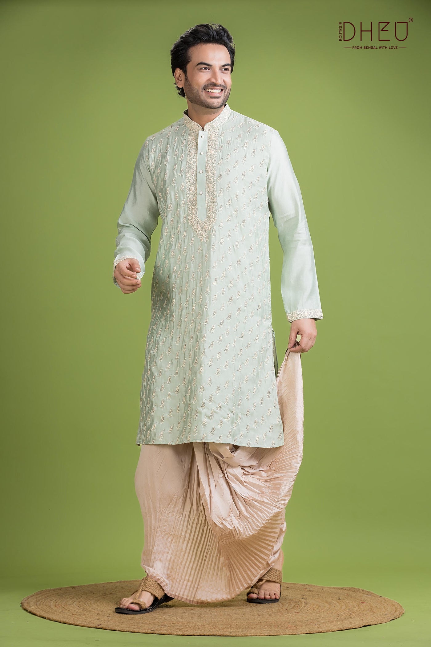 Exclusive Katan Silk Kurta & Dhoti(Optional) Set