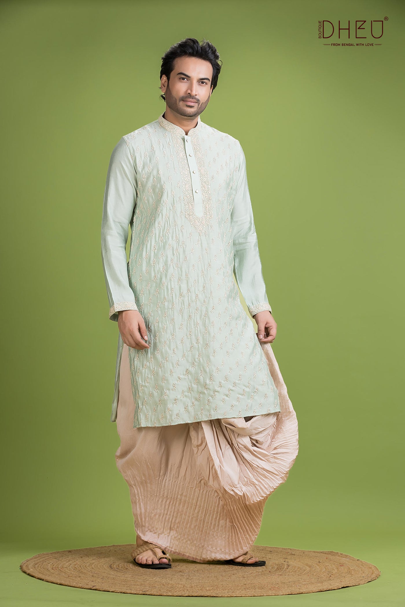 Exclusive Katan Silk Kurta & Dhoti(Optional) Set