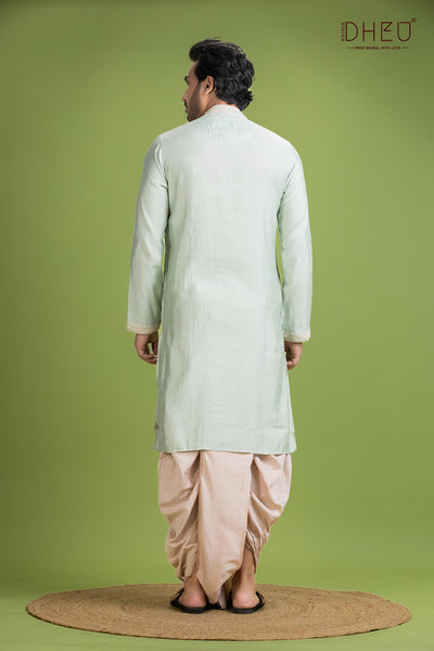 Exclusive Katan Silk Kurta & Dhoti(Optional) Set