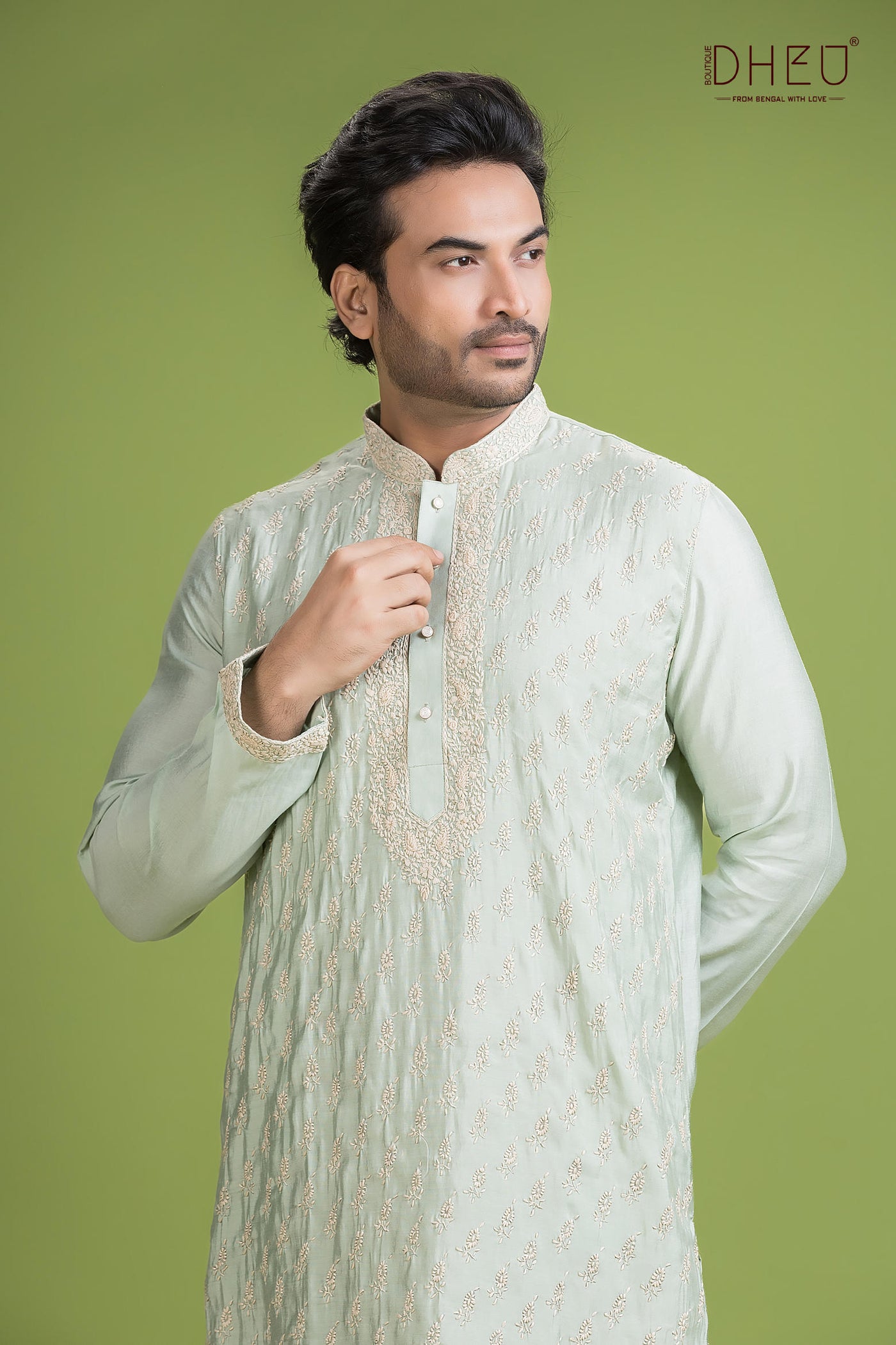 Exclusive Katan Silk Kurta & Dhoti(Optional) Set