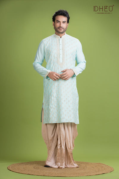 Exclusive Katan Silk Kurta & Dhoti(Optional) Set