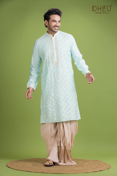 Exclusive Katan Silk Kurta & Dhoti(Optional) Set