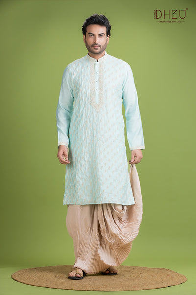 Exclusive Katan Silk Kurta & Dhoti(Optional) Set