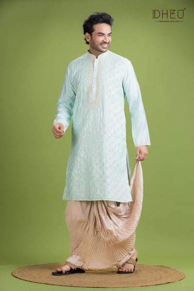 Exclusive Katan Silk Kurta & Dhoti(Optional) Set