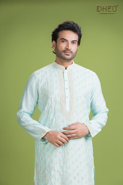 Exclusive Katan Silk Kurta & Dhoti(Optional) Set