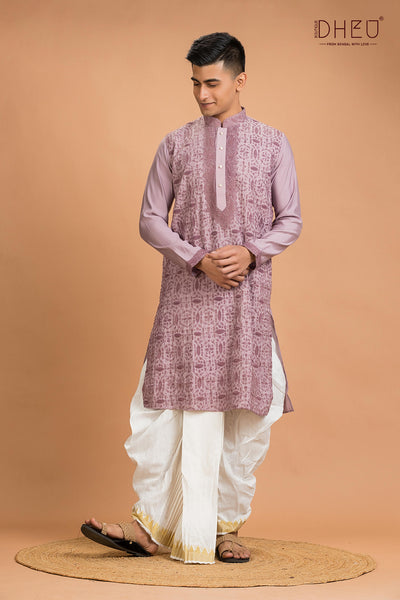 Exclusive Katan Silk Kurta & Dhoti(Optional) Set