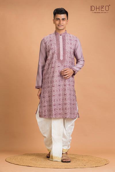 Exclusive Katan Silk Kurta & Dhoti(Optional) Set