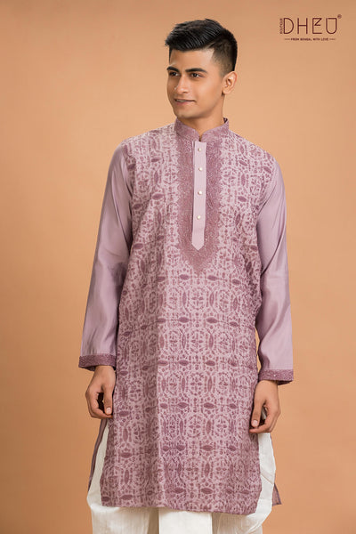 Exclusive Katan Silk Kurta & Dhoti(Optional) Set