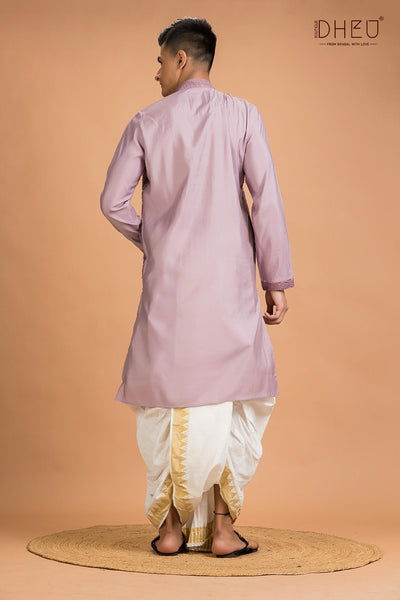 Exclusive Katan Silk Kurta & Dhoti(Optional) Set