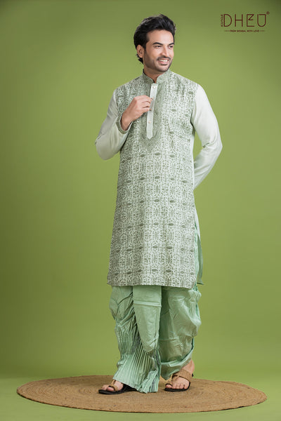 Exclusive Katan Silk Kurta & Dhoti(Optional) Set