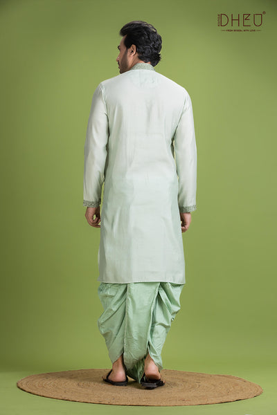 Exclusive Katan Silk Kurta & Dhoti(Optional) Set