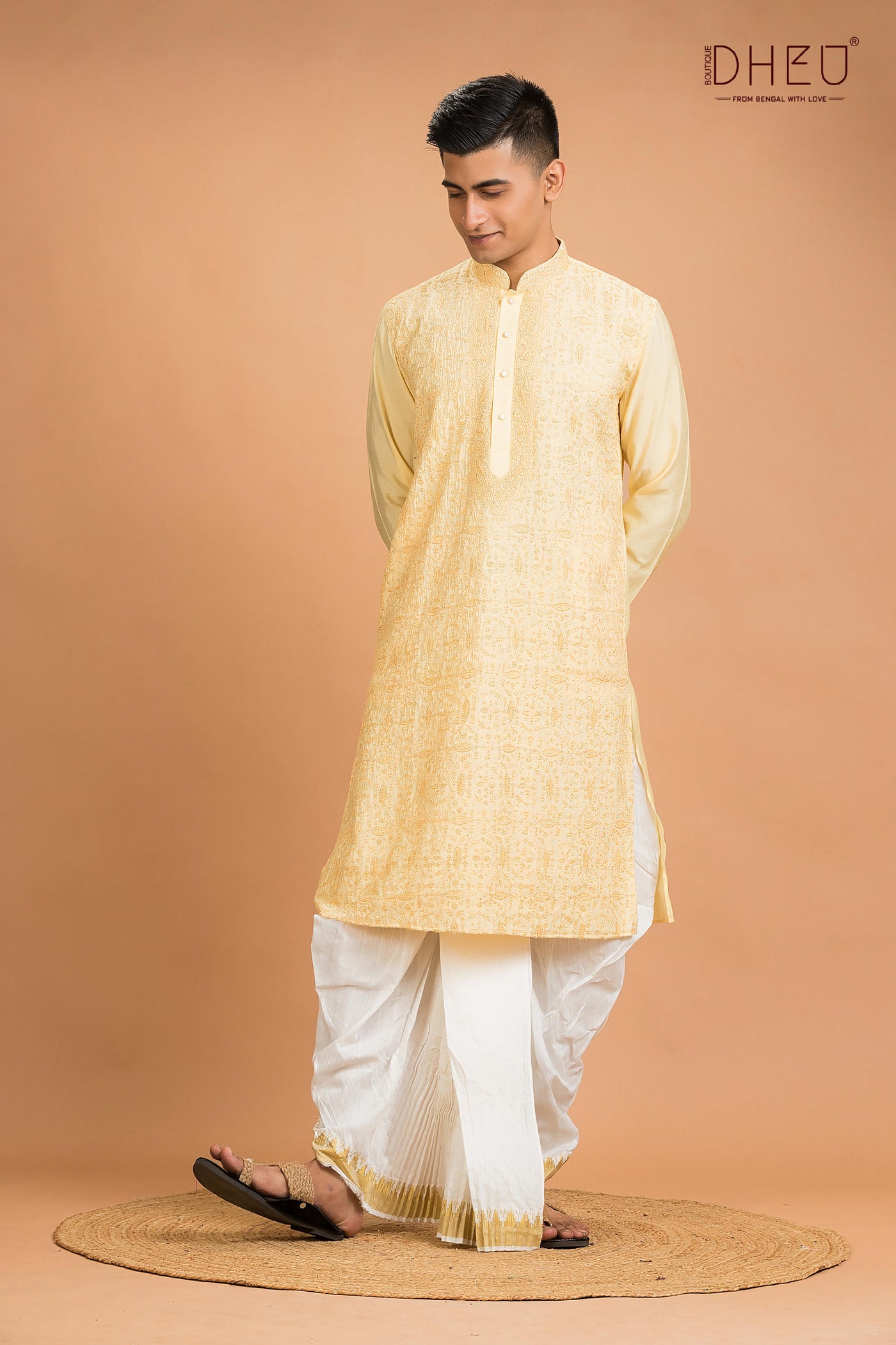 Exclusive Katan Silk Kurta & Dhoti(Optional) Set