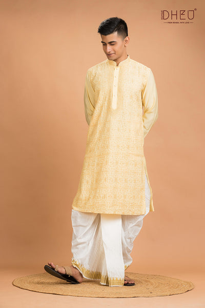 Exclusive Katan Silk Kurta & Dhoti(Optional) Set