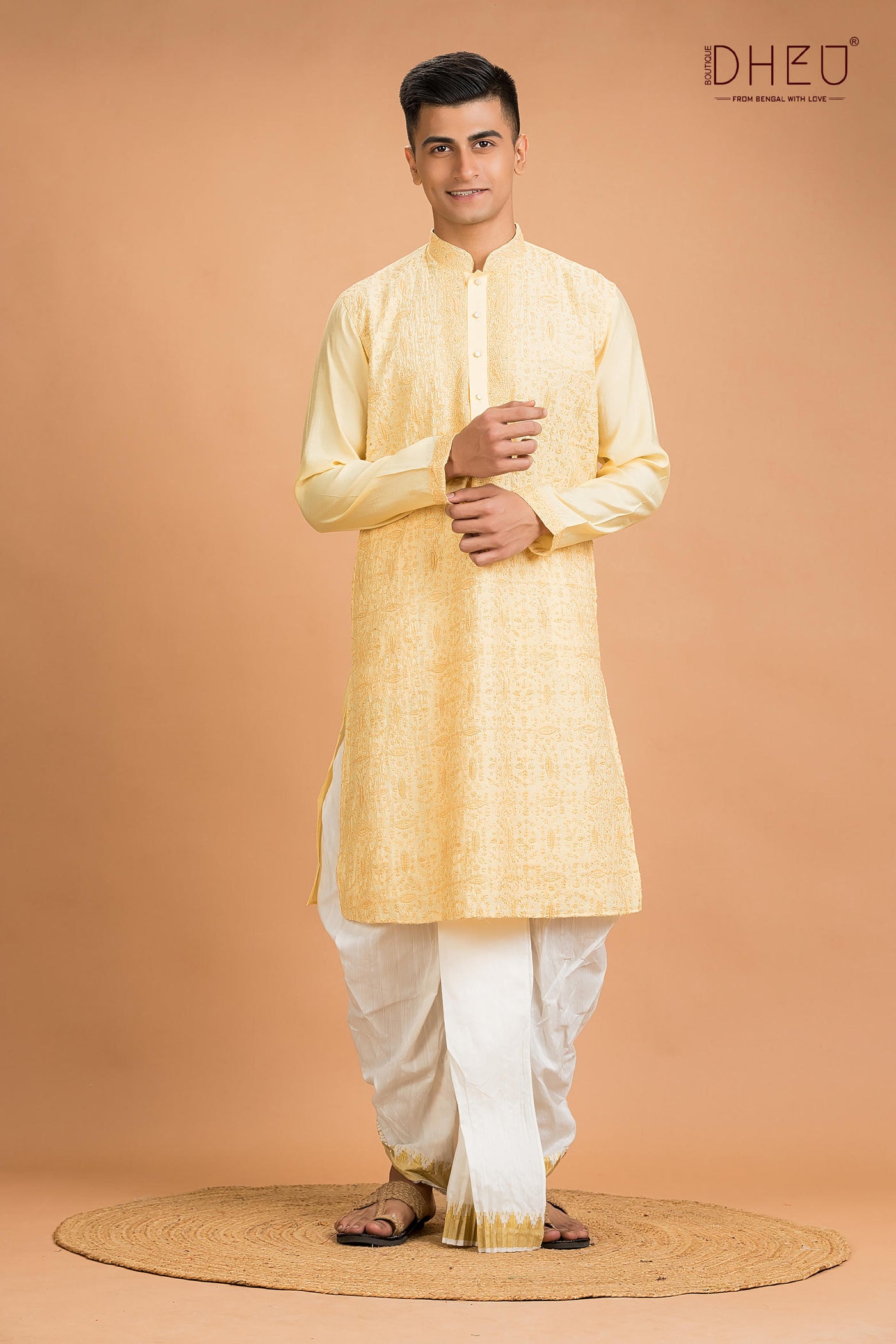 Exclusive Katan Silk Kurta & Dhoti(Optional) Set