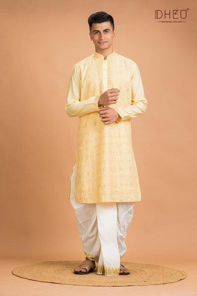 Exclusive Katan Silk Kurta & Dhoti(Optional) Set