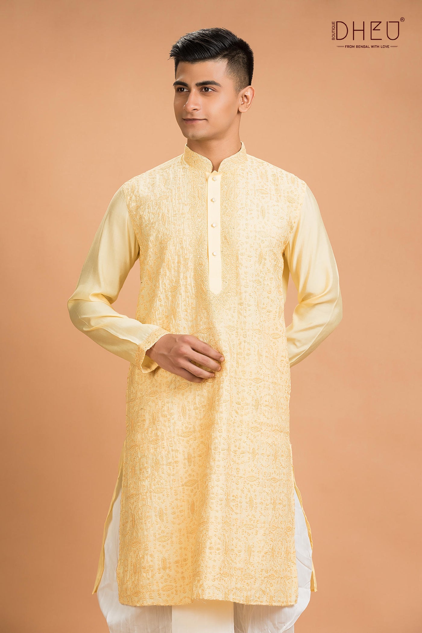 Exclusive Katan Silk Kurta & Dhoti(Optional) Set