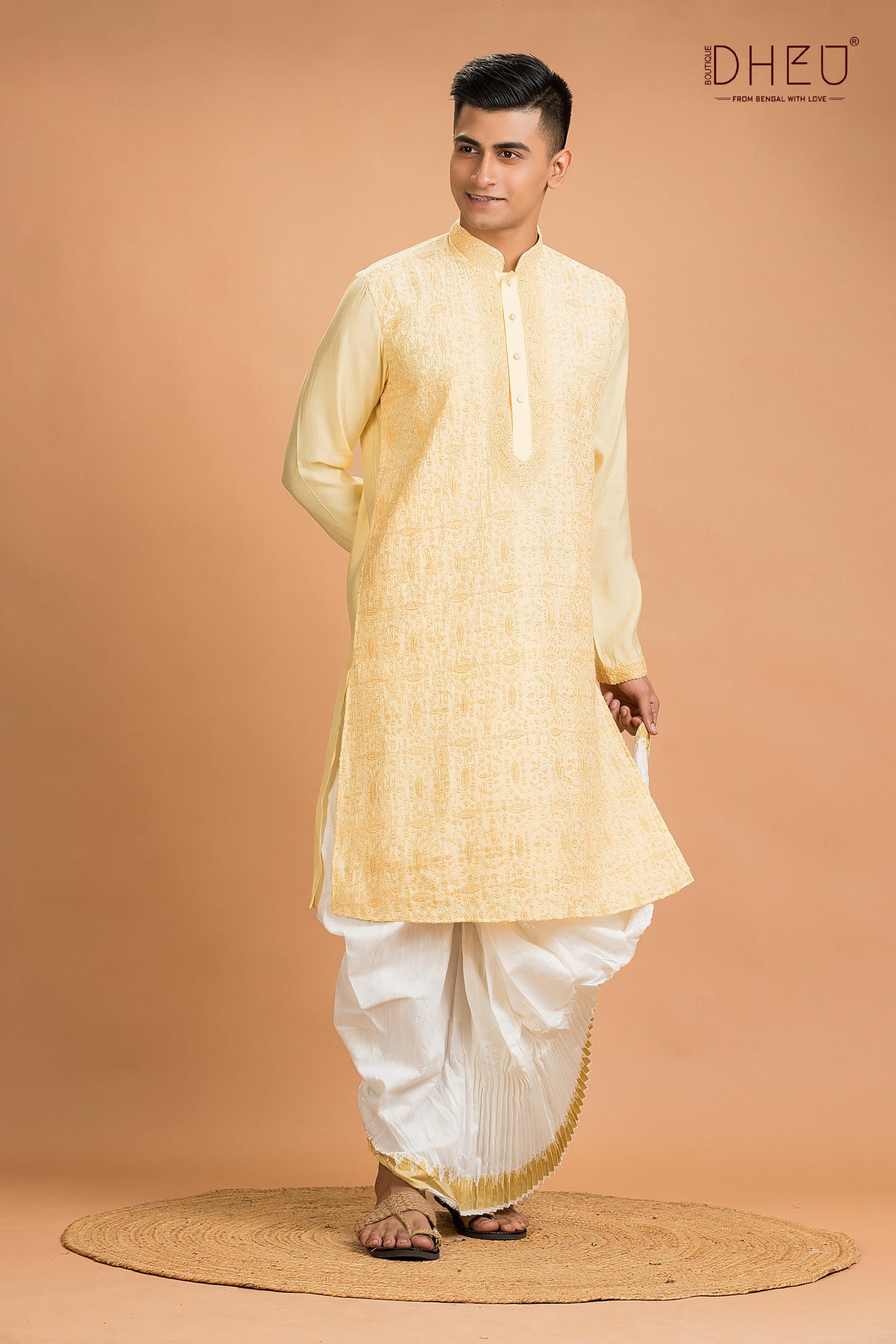 Exclusive Katan Silk Kurta & Dhoti(Optional) Set