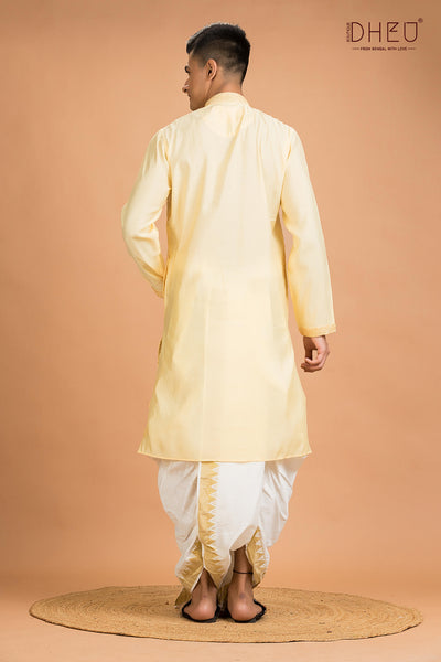 Exclusive Katan Silk Kurta & Dhoti(Optional) Set