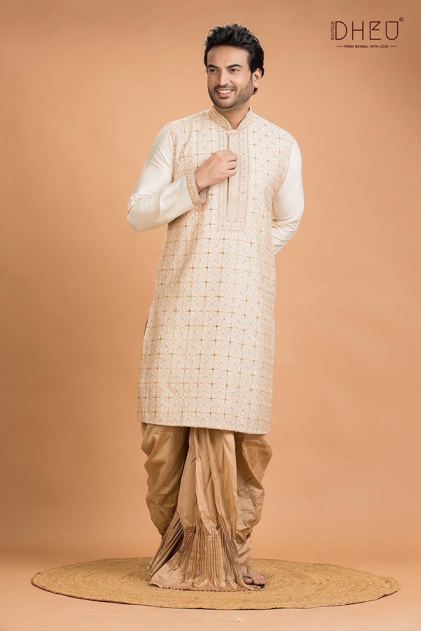 Exclusive Katan Silk Kurta & Dhoti(Optional) Set