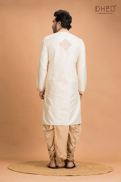 Exclusive Katan Silk Kurta & Dhoti(Optional) Set
