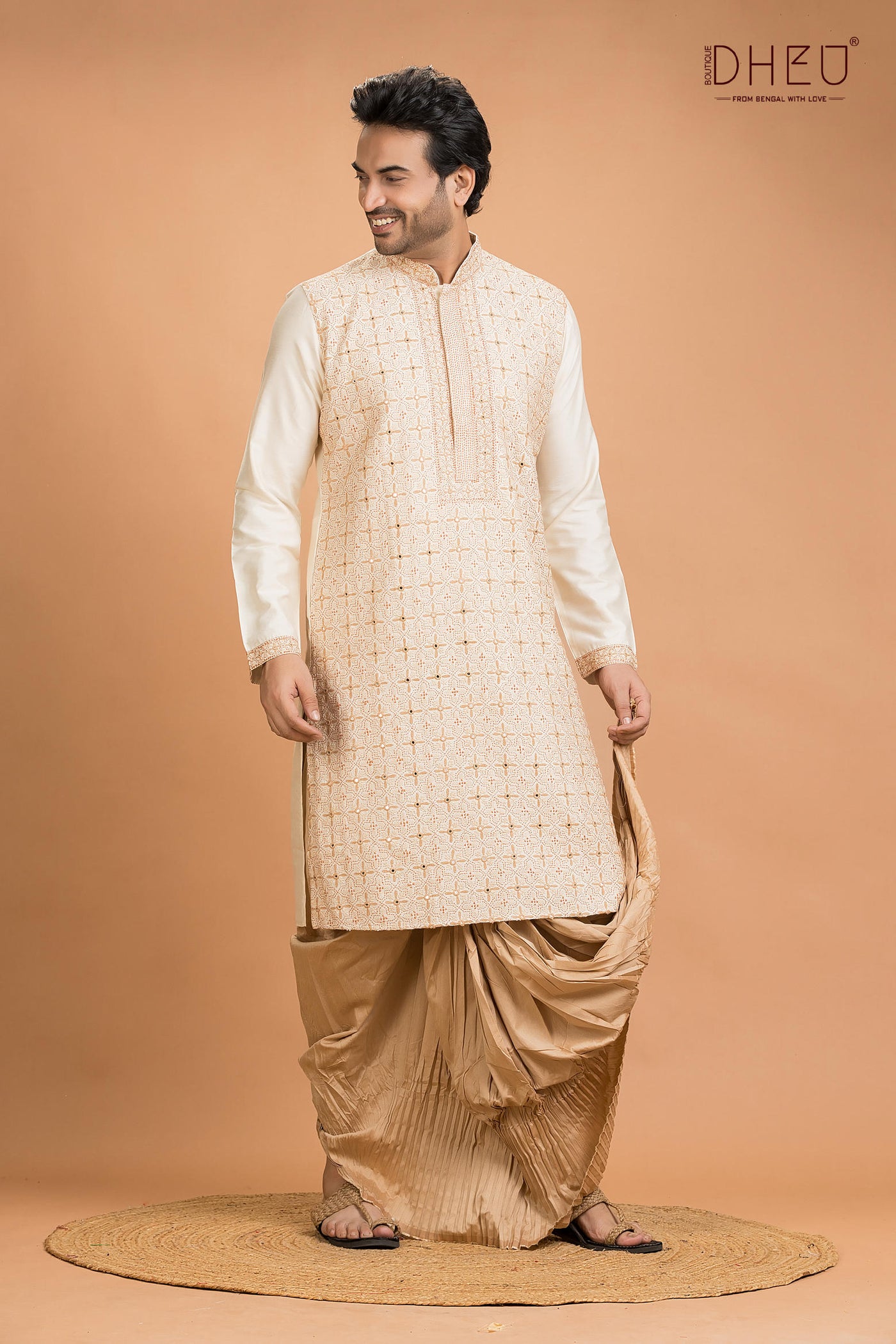 Exclusive Katan Silk Kurta & Dhoti(Optional) Set